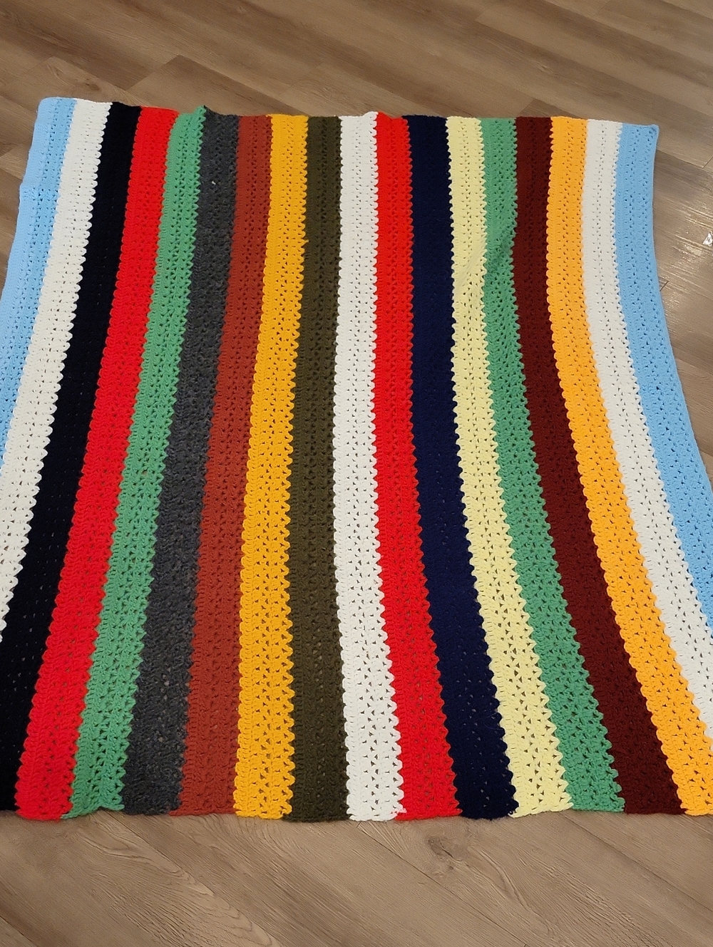 Vintage Granny Crocheted Afgan Throw Blanket